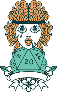 Retro Dövme Tarzı İnsan Barbarlığı Bir insan tarafından çizilmiş 20 zar ile