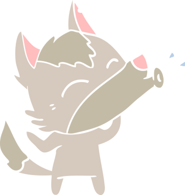 Uluyan Kurt düz renkli çizgi film bir insan tarafından çizildi.