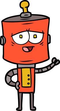 Bir insan tarafından çizilmiş çizgi film robotu