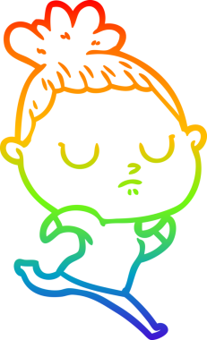 Gökkuşağı gradyan çizgi çizimi bir insan tarafından çizilmiş sakin bir kadın