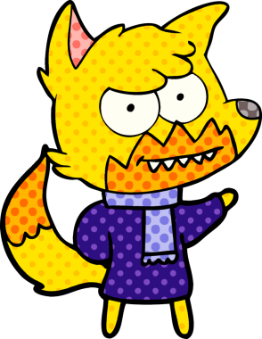 Bir insan tarafından çizilmiş tilki çizgi film karakteri