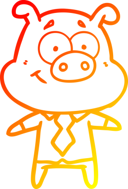 Bir insan tarafından çizilmiş mutlu çizgi film karakteri domuz patronunun sıcak çizgi çizimi.