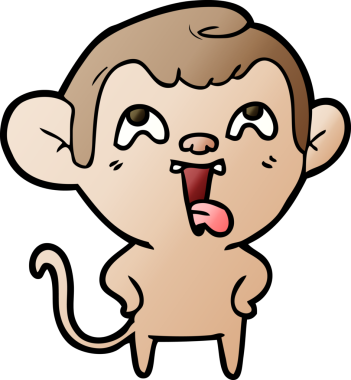 Bir insan tarafından çizilmiş çılgın çizgi film maymunu