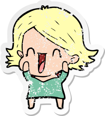 Bir insan tarafından çizilmiş mutlu bir karikatür çıkartması.