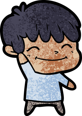 Bir insan tarafından çizilmiş mutlu çizgi film çocuğu.