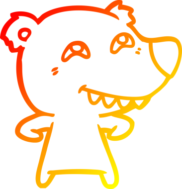 Bir insan tarafından çizilmiş dişleri gösteren çizgi film ayısının sıcak çizgi çizimi