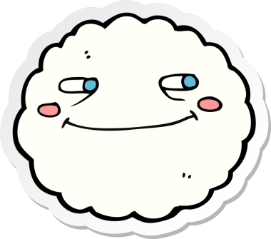 Bir insan tarafından çizilmiş mutlu bulutun çıkartması.