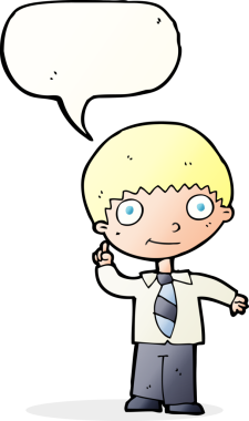 Bir insan tarafından çizilmiş konuşma baloncuğu fikri olan çizgi film çocuğu.