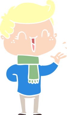 Bir insan tarafından çizilmiş düz renkli çizgi film karakteri.