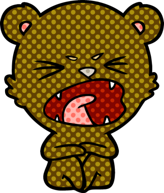 Bir insan tarafından çizilmiş kızgın çizgi film ayısı.