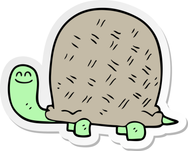 Bir insan tarafından çizilmiş karikatür kaplumbağasının çıkartması.