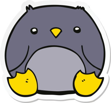 Bir insan tarafından çizilmiş karikatür pengueni çıkartması.