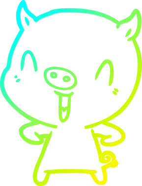 Bir insan tarafından çizilmiş mutlu çizgi film domuzu çizimi.