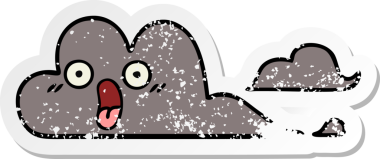 Bir insan tarafından çizilmiş tatlı bir karikatür fırtına bulutunun sıkıntılı çıkartması