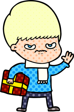 Bir insan tarafından çizilmiş sinirli çizgi film çocuğu.