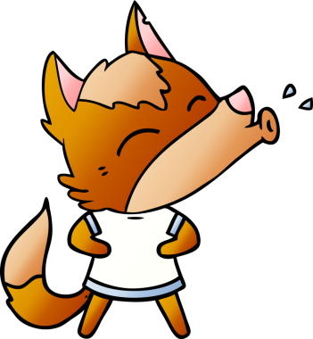 Bir insan tarafından çizilmiş tilki çizgi film karakteri