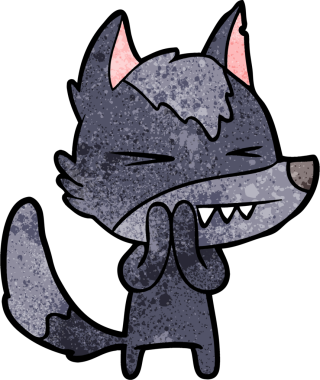 Bir insan tarafından çizilmiş kızgın kurt çizgi filmi.