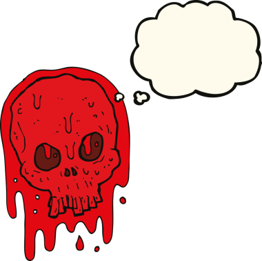 Bir insan tarafından çizilmiş kanlı bir kafatası.