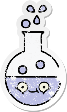 Bir insan tarafından çizilmiş şirin bir çizgi film test tüpünün sıkıntılı çıkartması.