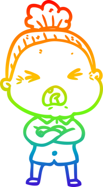 Bir insan tarafından çizilmiş kızgın yaşlı bir kadının çizimi.