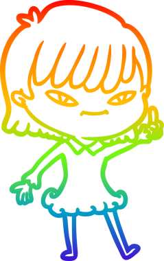 Gökkuşağı gradyan çizgi çizimi bir insan tarafından çizilmiş bir çizgi kadın fikri