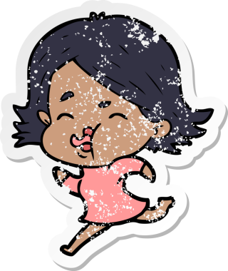 Bir insan tarafından çizilmiş karikatür kızının sıkıntılı çıkartması.