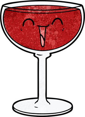 Bir insan tarafından çizilmiş bir şarap kadehi.