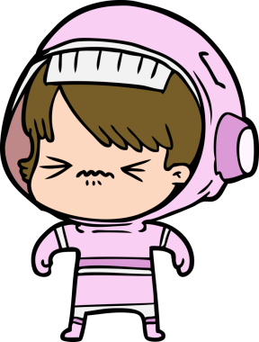 Bir insan tarafından çizilmiş kızgın uzay kızı.