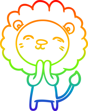 gökkuşağı gradyan çizgi çizimi bir insan tarafından çizilmiş bir aslan