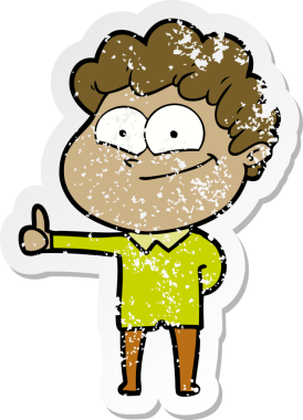 Bir insan tarafından çizilmiş mutlu bir adamın sıkıntılı çıkartması.