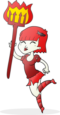 Bir insan tarafından çizilmiş serbest çizim şeytan kız.