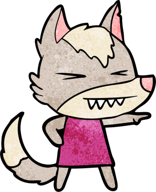 Bir insan tarafından çizilmiş kızgın kurt çizgi filmi.