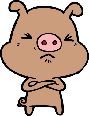 Bir insan tarafından çizilmiş huysuz domuz çizgi filmi.