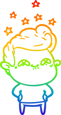 Gökkuşağı gradyanı çizimi bir insan tarafından çizilmiş heyecanlı bir çizgi film