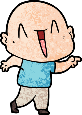 Bir insan tarafından çizilmiş mutlu, kel adam.