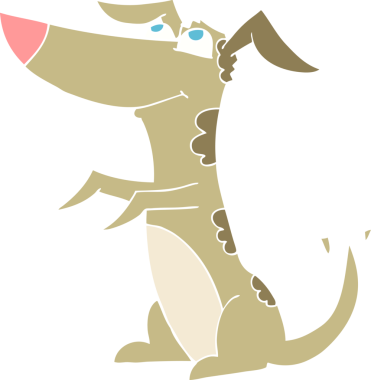 Bir insan tarafından çizilmiş bir köpeğin düz renk çizimi