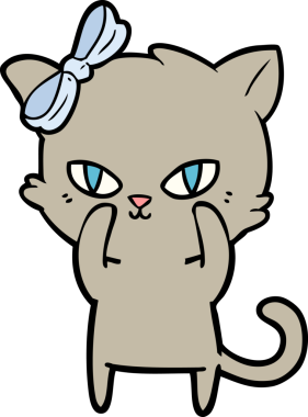 Bir insan tarafından çizilmiş sevimli çizgi film kedisi.