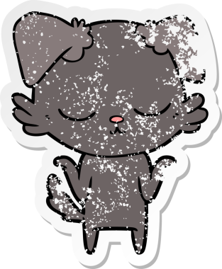 Bir insan tarafından çizilmiş şirin bir köpeğin sıkıntılı çıkartması.