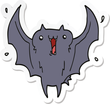 Bir insan tarafından çizilmiş mutlu vampir yarasanın çıkartması.