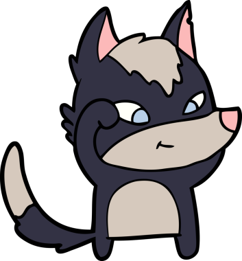 Bir insan tarafından çizilmiş dost canlısı bir kurt.