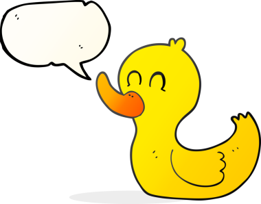 Bir insan tarafından çizilmiş serbest konuşma balonu karikatürü şirin ördek