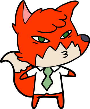 Bir insan tarafından çizilmiş akıllı çizgi film tilkisi.