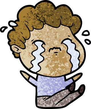 Bir insan tarafından çizilmiş ağlayan çizgi film adamı.