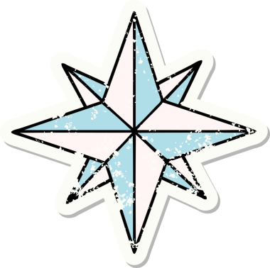 Bir insan tarafından çizilmiş geleneksel bir yıldız stili dövmesi.