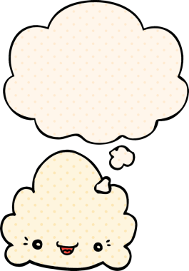 Çizgi roman tarzında bir insan tarafından çizilmiş düşünce baloncuğu olan çizgi film bulutu