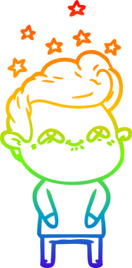 Gökkuşağı gradyanı çizimi bir insan tarafından çizilmiş heyecanlı bir çizgi film