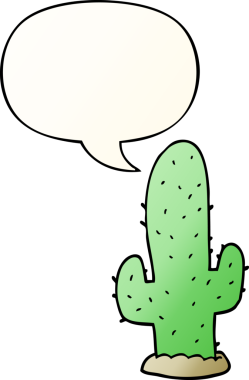 bir insan tarafından çizilmiş, konuşma baloncuklu çizgi film kaktüsü.