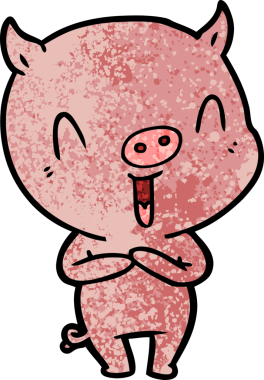 Bir insan tarafından çizilmiş mutlu çizgi film domuzu.