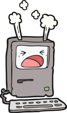 Bir insan tarafından çizilmiş aşırı ısınma bilgisayarı.