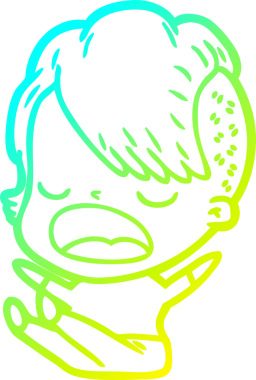 Bir insan tarafından çizilmiş havalı bir hippi kızın soğuk gradyan çizimi.